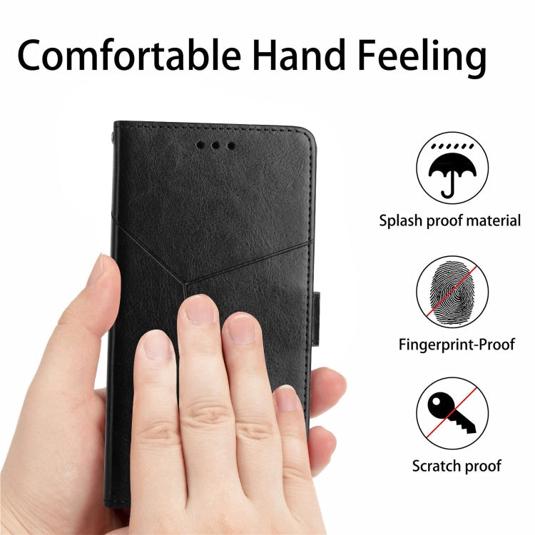 For iPhone 15 Pro HT01 Y-shaped Pattern Flip Leather Phone Case(Black) - HoMEdemic™ 