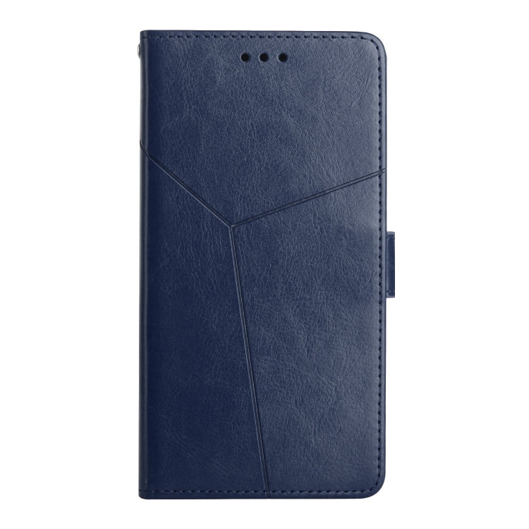 For iPhone 15 Pro HT01 Y-shaped Pattern Flip Leather Phone Case(Blue) - HoMEdemic™ 