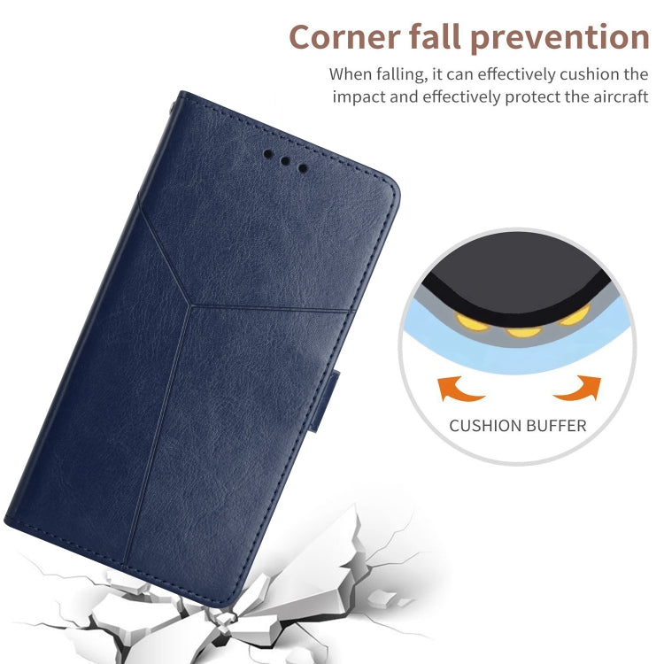 For iPhone 15 Pro HT01 Y-shaped Pattern Flip Leather Phone Case(Blue) - HoMEdemic™ 