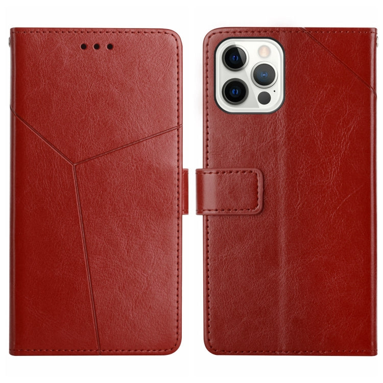 For iPhone 15 Pro HT01 Y-shaped Pattern Flip Leather Phone Case(Brown) - HoMEdemic™ 