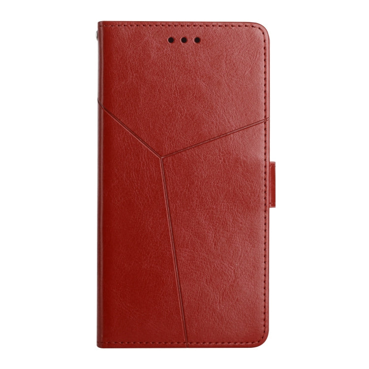 For iPhone 15 Pro HT01 Y-shaped Pattern Flip Leather Phone Case(Brown) - HoMEdemic™ 