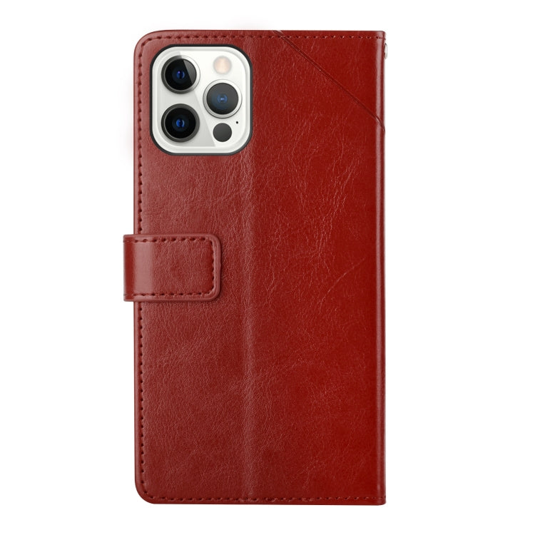 For iPhone 15 Pro HT01 Y-shaped Pattern Flip Leather Phone Case(Brown) - HoMEdemic™ 