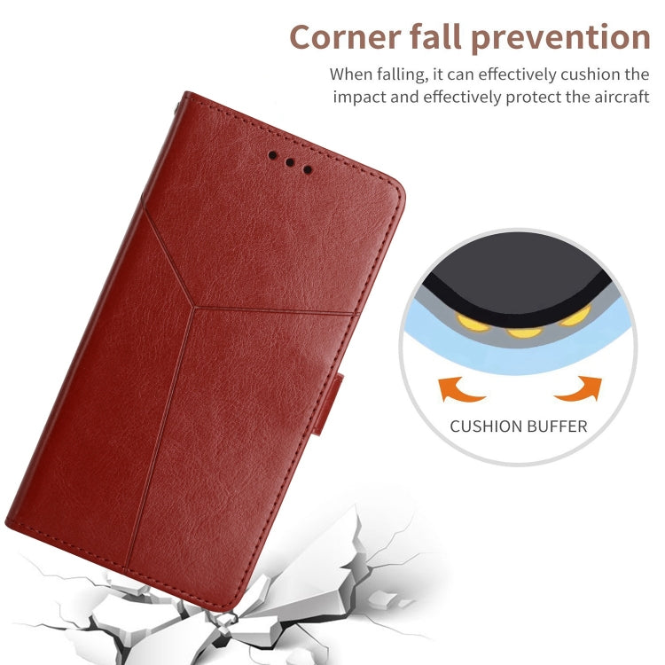For iPhone 15 Pro HT01 Y-shaped Pattern Flip Leather Phone Case(Brown) - HoMEdemic™ 