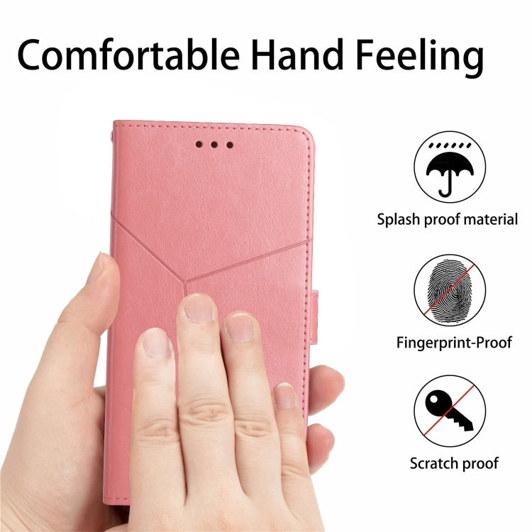 For iPhone 15 Pro HT01 Y-shaped Pattern Flip Leather Phone Case(Pink) - HoMEdemic™ 