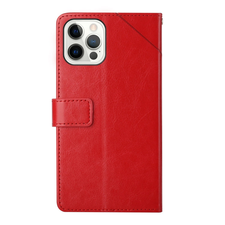 For iPhone 15 Pro HT01 Y-shaped Pattern Flip Leather Phone Case(Red) - HoMEdemic™ 