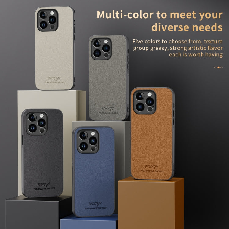 For iPhone 15 Pro HUIYI Leather Magnetic Phone Case(Grey) - HoMEdemic™ 