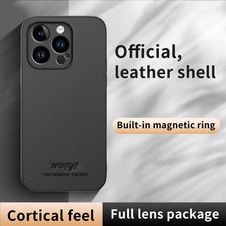 For iPhone 15 Pro HUIYI Leather Magnetic Phone Case(White) - HoMEdemic™ 