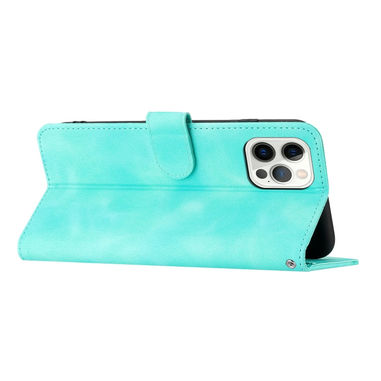 For iPhone 15 Pro Heart Pattern Skin Feel Leather Phone Case(Light Blue) - HoMEdemic™ 