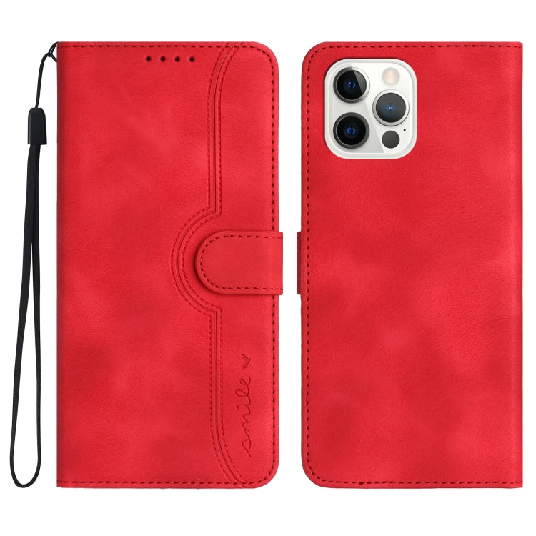 For iPhone 15 Pro Heart Pattern Skin Feel Leather Phone Case(Red) - HoMEdemic™ 