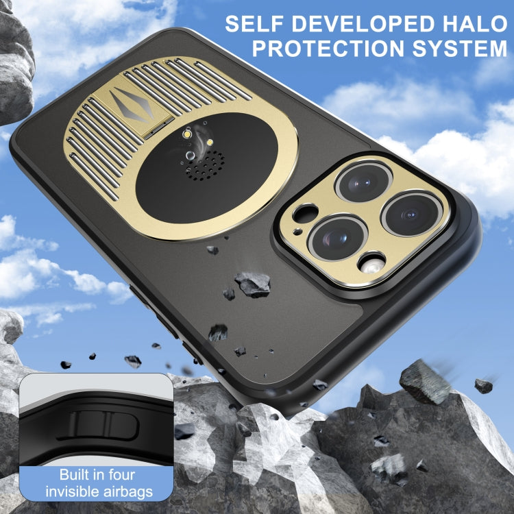 For iPhone 15 Pro Heat Dissipation Aromatherapy MagSafe Holder Phone Case(Gold) - HoMEdemic™ 