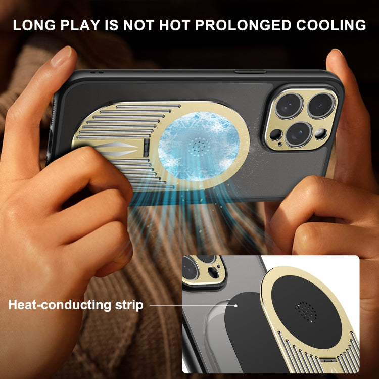 For iPhone 15 Pro Heat Dissipation Aromatherapy MagSafe Holder Phone Case(Gold) - HoMEdemic™ 