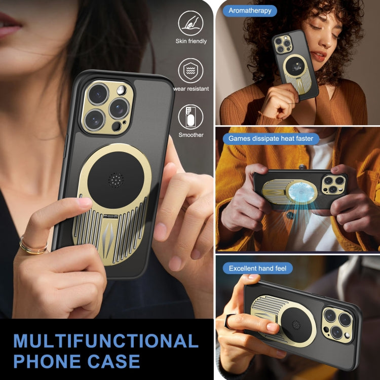 For iPhone 15 Pro Heat Dissipation Aromatherapy MagSafe Holder Phone Case(Gold) - HoMEdemic™ 