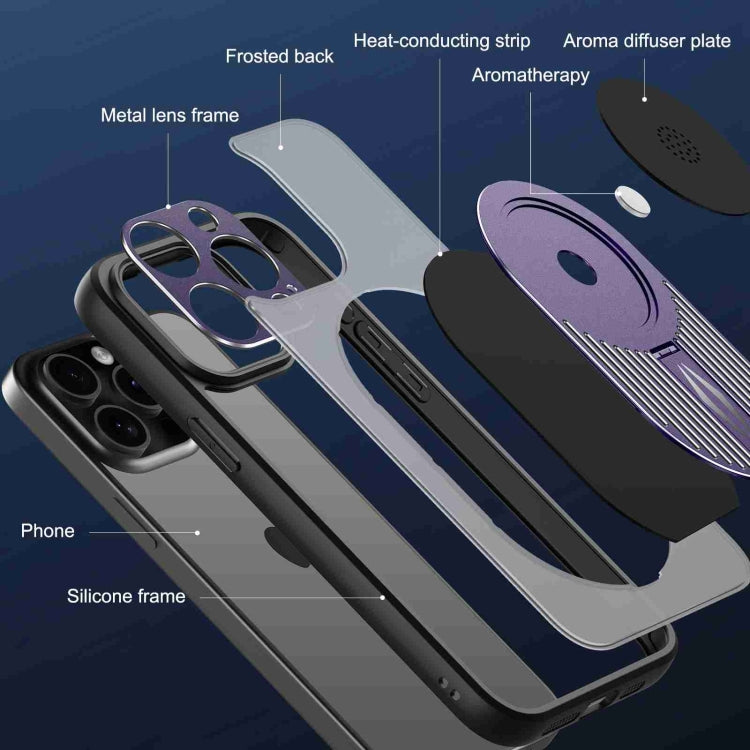 For iPhone 15 Pro Heat Dissipation Aromatherapy MagSafe Holder Phone Case(Purple) - HoMEdemic™ 