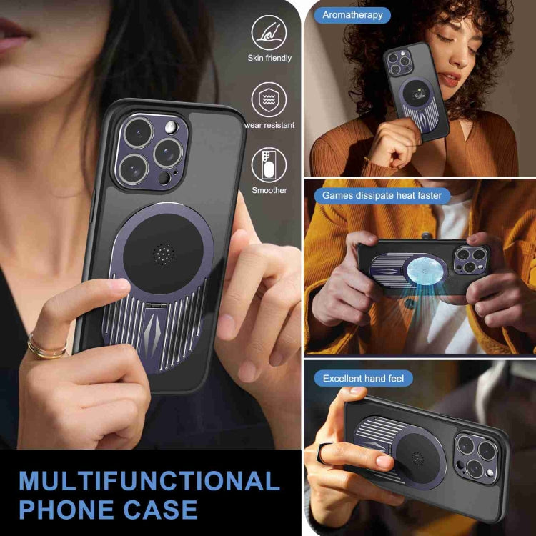 For iPhone 15 Pro Heat Dissipation Aromatherapy MagSafe Holder Phone Case(Purple) - HoMEdemic™ 