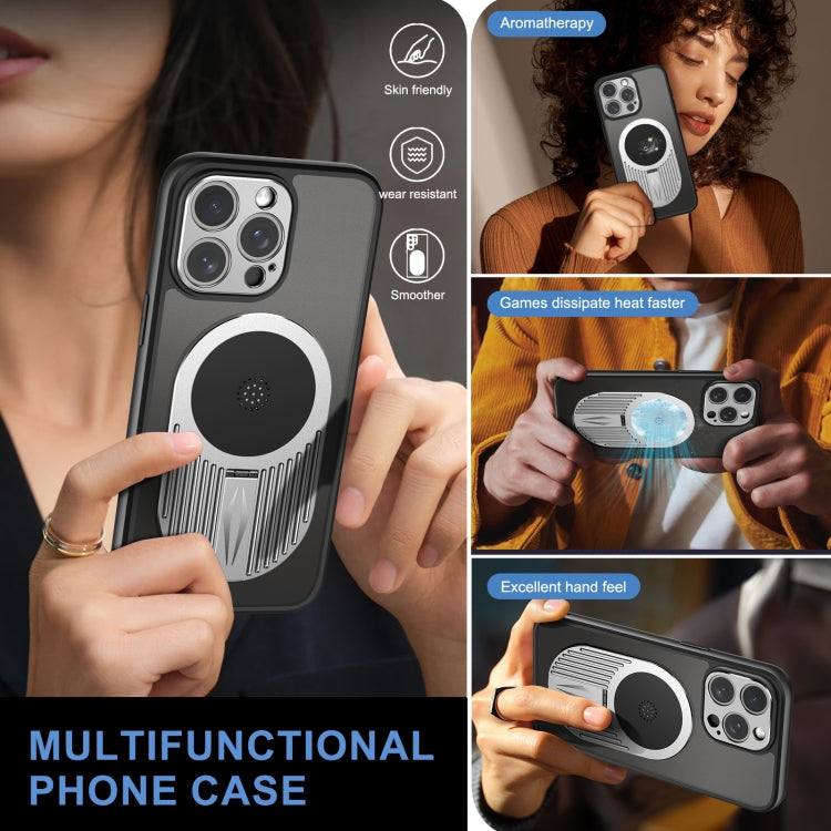 For iPhone 15 Pro Heat Dissipation Aromatherapy MagSafe Holder Phone Case(Silver) - HoMEdemic™ 