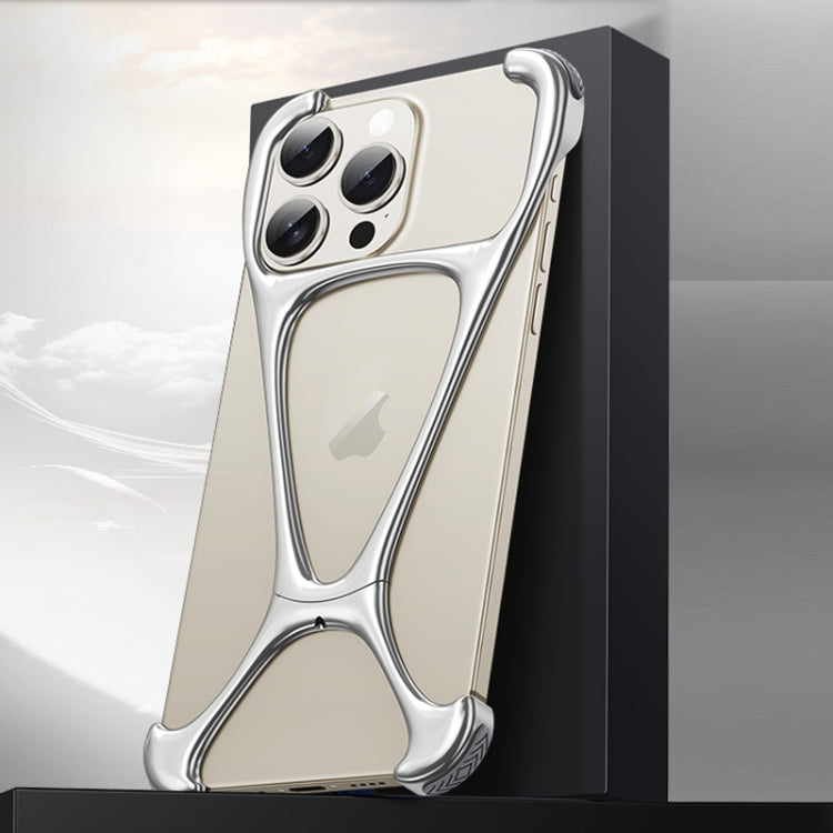 For iPhone 15 Pro Hercules Zinc Alloy Borderless Metal Phone Case(Bright Silver) - HoMEdemic™ 