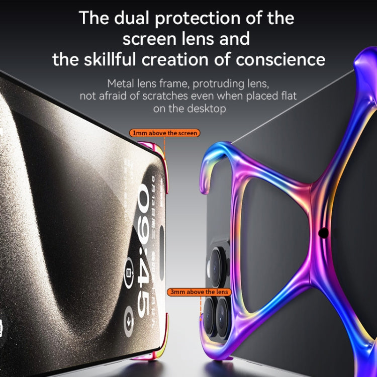 For iPhone 15 Pro Hercules Zinc Alloy Borderless Metal Phone Case(Colorful) - HoMEdemic™ 