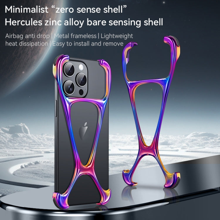 For iPhone 15 Pro Hercules Zinc Alloy Borderless Metal Phone Case(Matt Silve) - HoMEdemic™ 