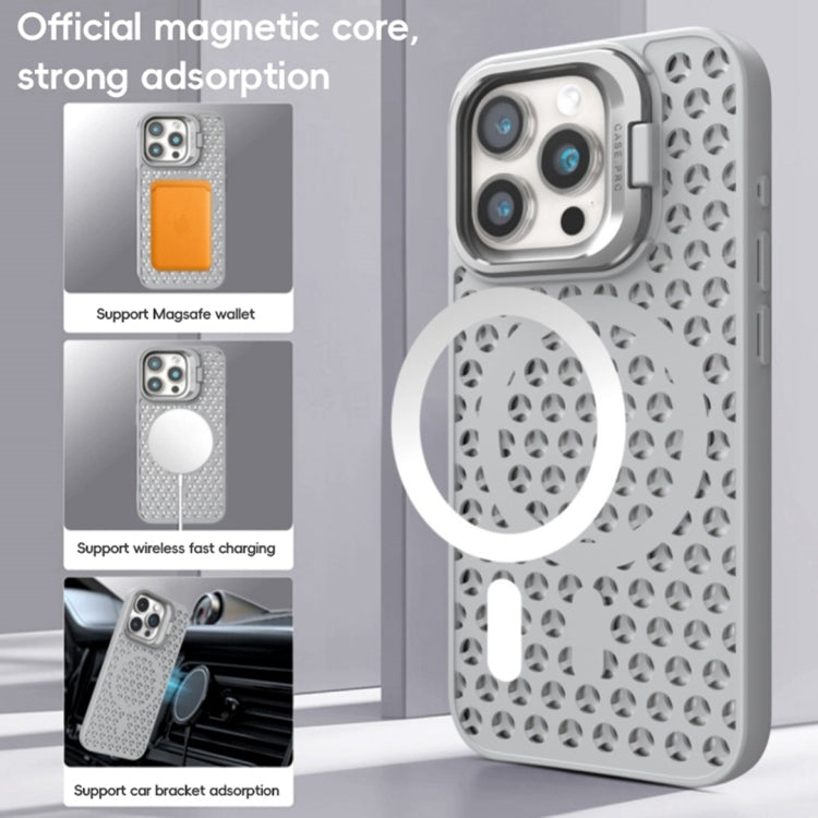 For iPhone 15 Pro Hollow Cooling Lens Holder MagSafe Magnetic TPU Phone Case(Black) - HoMEdemic™ 