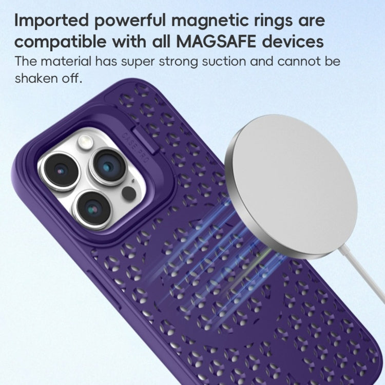 For iPhone 15 Pro Hollow Cooling Lens Holder MagSafe Magnetic TPU Phone Case(Blue) - HoMEdemic™ 
