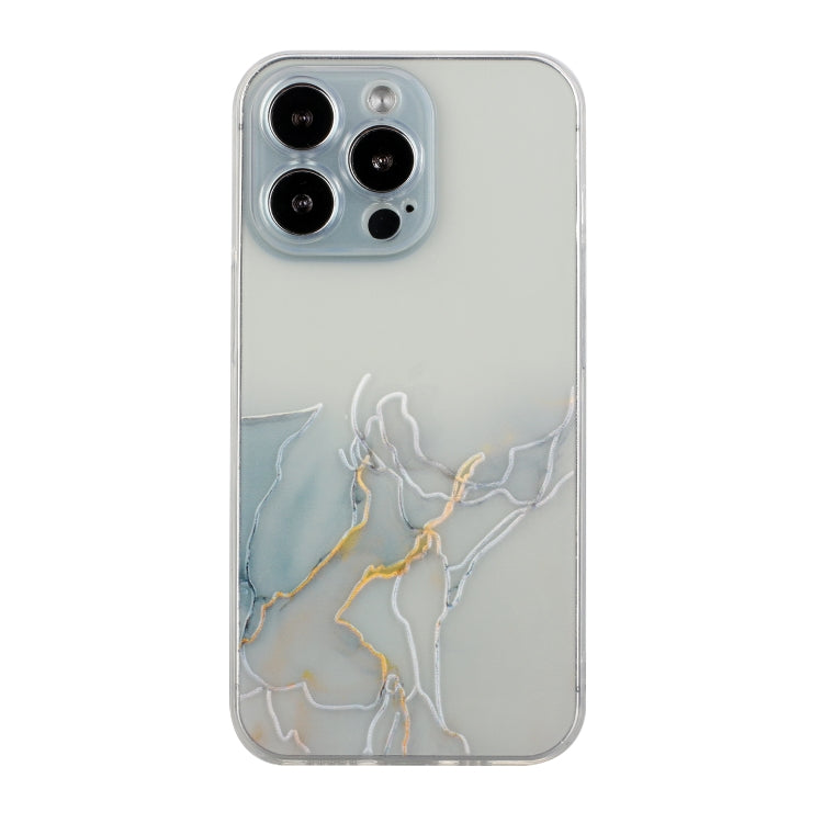 For iPhone 15 Pro Hollow Marble Pattern TPU Straight Edge Phone Case(Grey) - HoMEdemic™ 