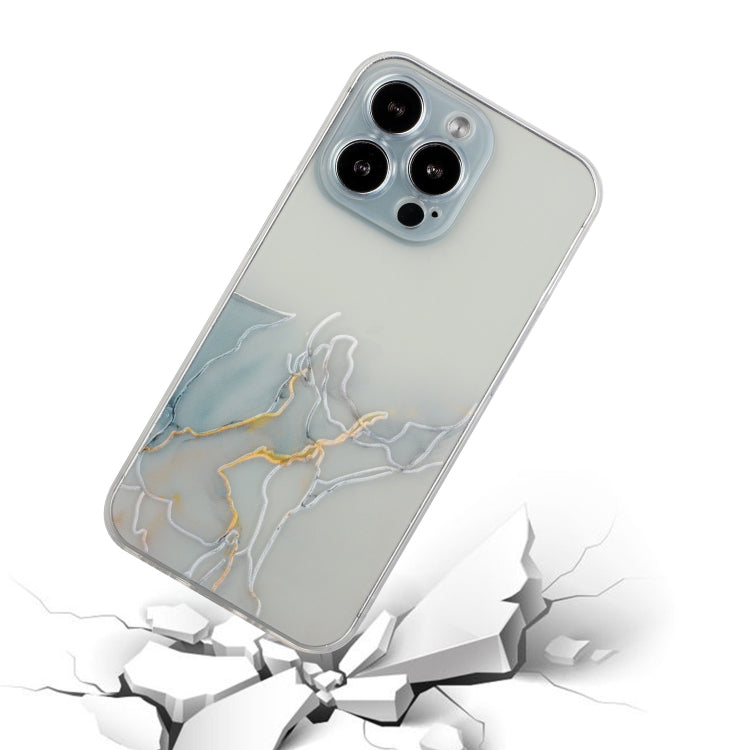 For iPhone 15 Pro Hollow Marble Pattern TPU Straight Edge Phone Case(Grey) - HoMEdemic™ 