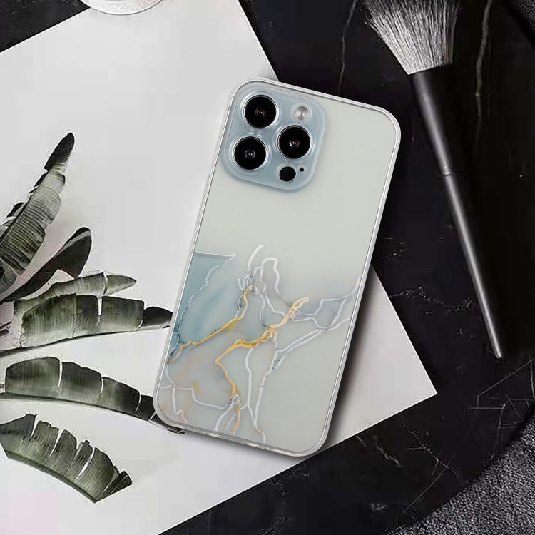 For iPhone 15 Pro Hollow Marble Pattern TPU Straight Edge Phone Case(Grey) - HoMEdemic™ 