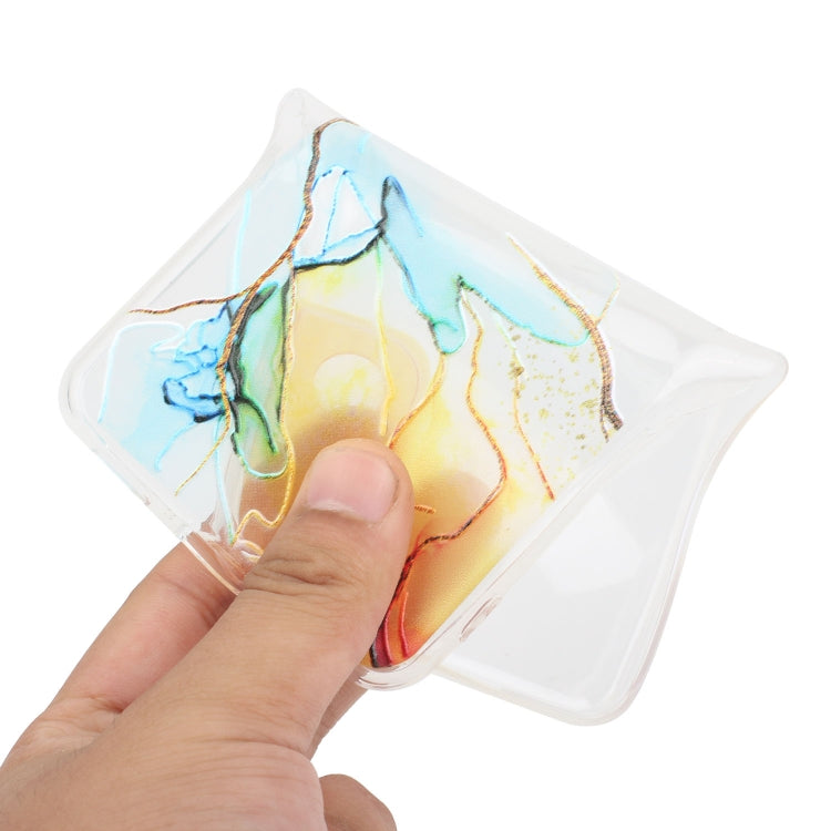 For iPhone 15 Pro Hollow Marble Pattern TPU Straight Edge Phone Case(Yellow) - HoMEdemic™ 