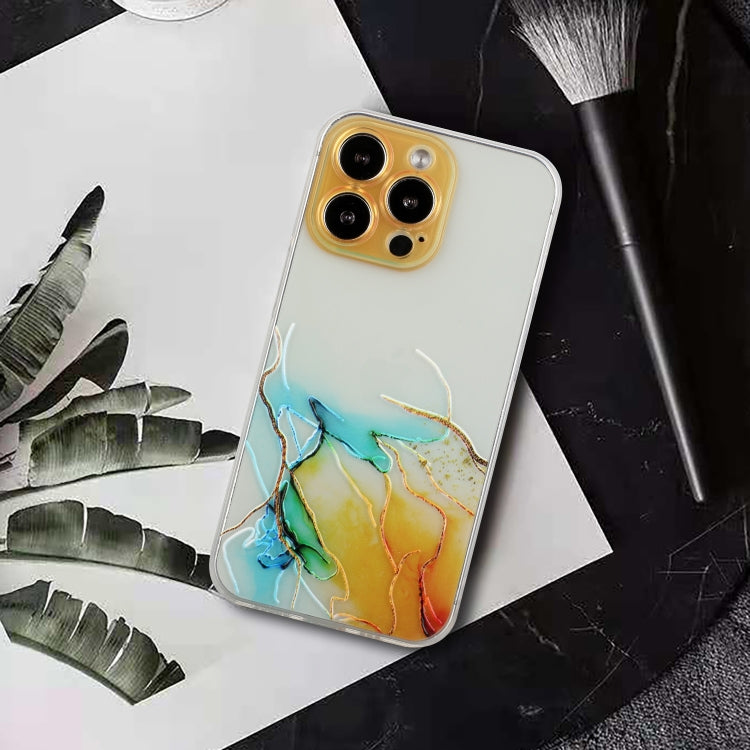For iPhone 15 Pro Hollow Marble Pattern TPU Straight Edge Phone Case(Yellow) - HoMEdemic™ 