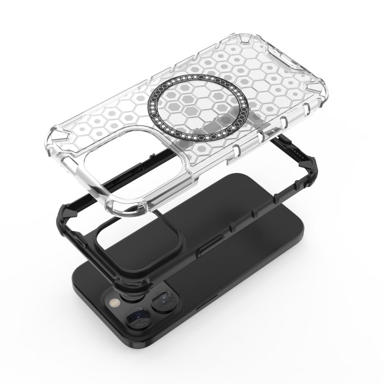 For iPhone 15 Pro Honeycomb Magnetic Ring Shockproof Phone Case(Blue) - HoMEdemic™ 