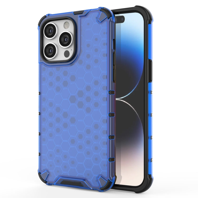 For iPhone 15 Pro Honeycomb Phone Case(Blue) - HoMEdemic™ 