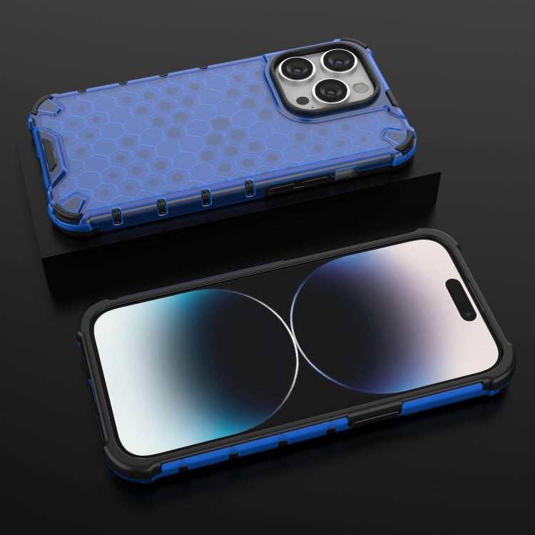 For iPhone 15 Pro Honeycomb Phone Case(Blue) - HoMEdemic™ 