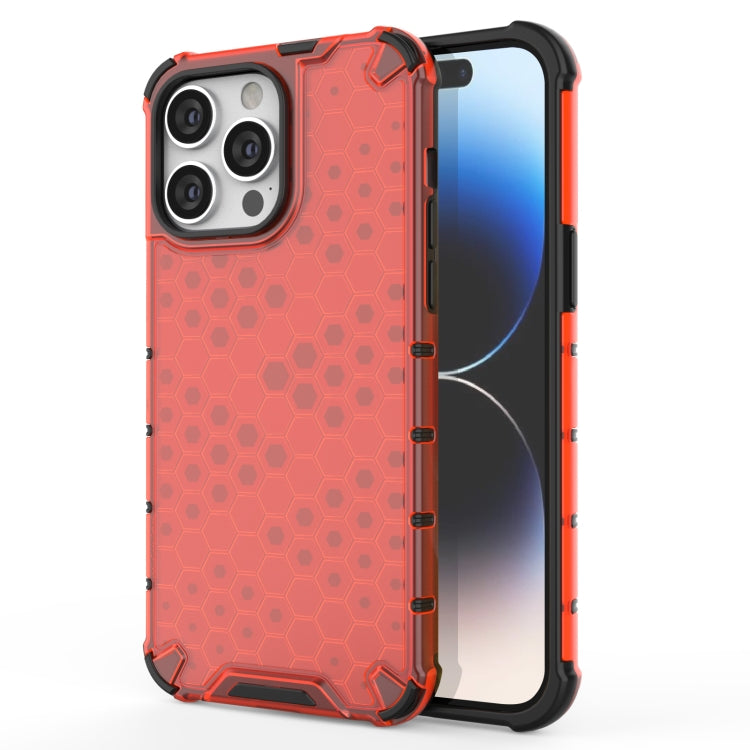 For iPhone 15 Pro Honeycomb Phone Case(Red) - HoMEdemic™ 