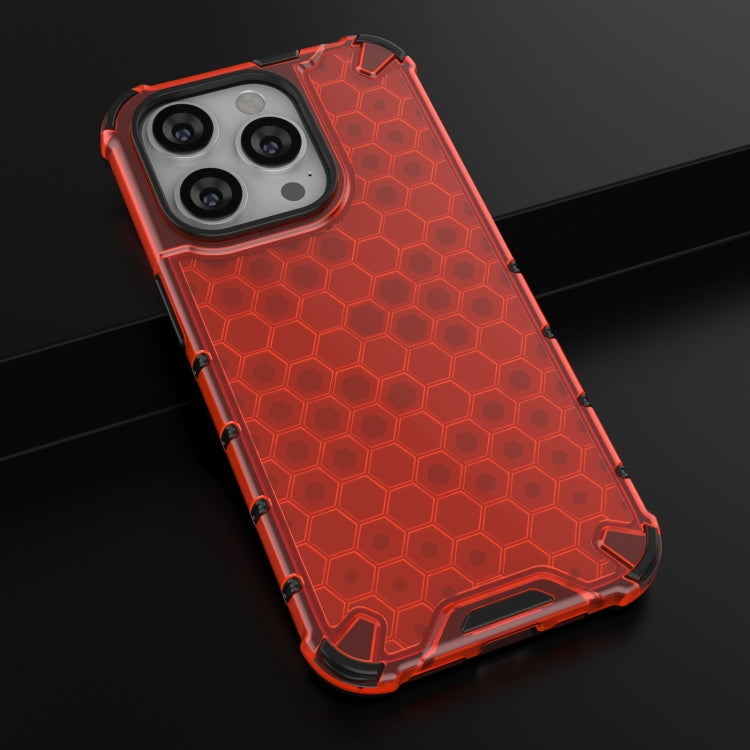 For iPhone 15 Pro Honeycomb Phone Case(Red) - HoMEdemic™ 