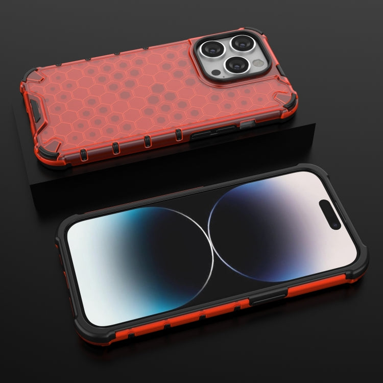 For iPhone 15 Pro Honeycomb Phone Case(Red) - HoMEdemic™ 