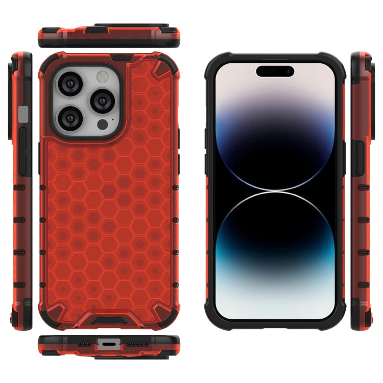 For iPhone 15 Pro Honeycomb Phone Case(Red) - HoMEdemic™ 