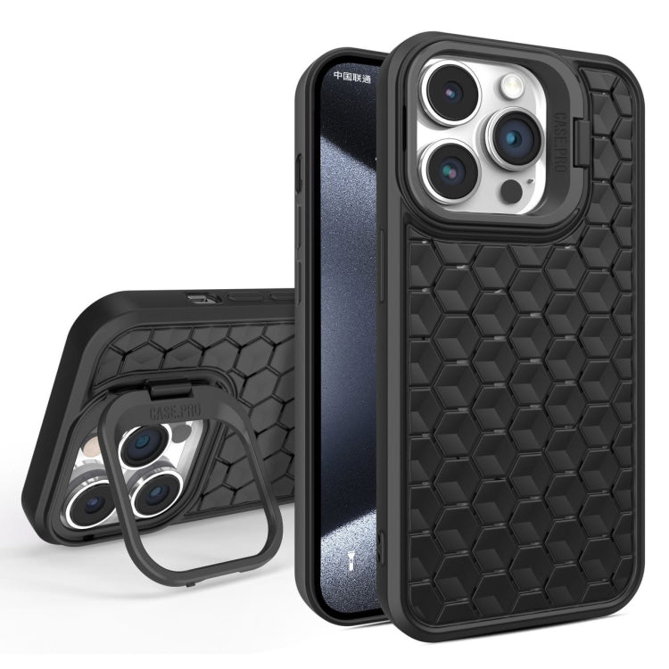 For iPhone 15 Pro Honeycomb Radiating Lens Holder Magsafe Phone Case(Black) - HoMEdemic™ 