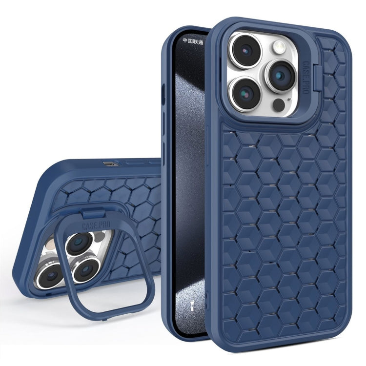 For iPhone 15 Pro Honeycomb Radiating Lens Holder Magsafe Phone Case(Blue) - HoMEdemic™ 