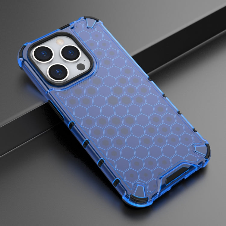 For iPhone 15 Pro Honeycomb Shockproof Phone Case(Blue) - HoMEdemic™ 