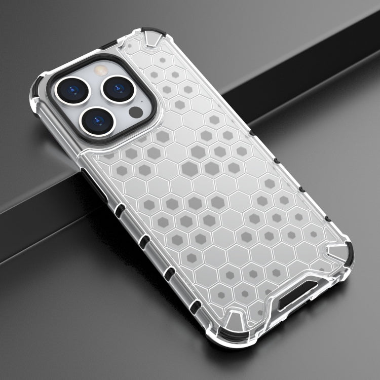 For iPhone 15 Pro Honeycomb Shockproof Phone Case(White) - HoMEdemic™ 