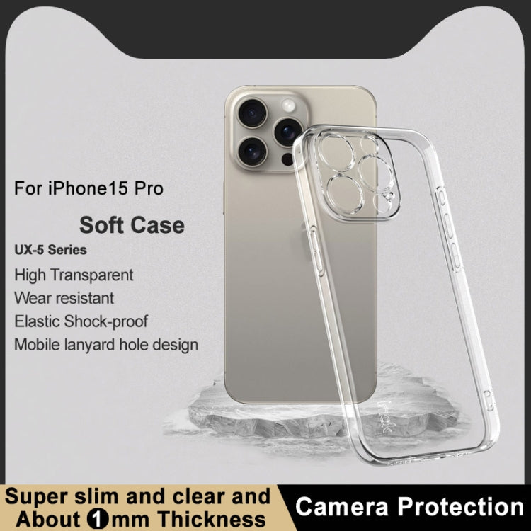 For iPhone 15 Pro IMAK UX-5 Series Transparent TPU Phone Case(Transparent) - HoMEdemic™ 