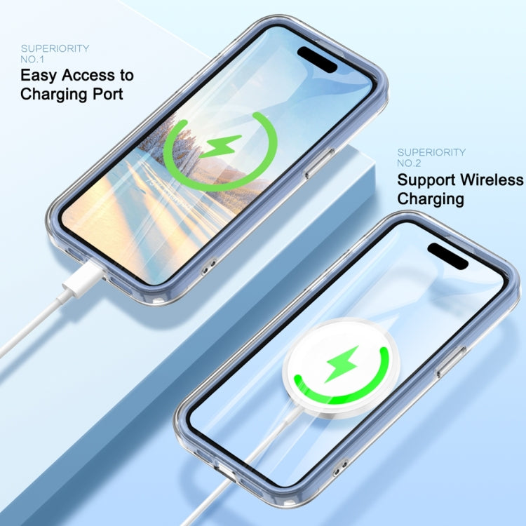 For iPhone 15 Pro IMD Gradient Feather PC Hybrid TPU Phone Case(Blue) - HoMEdemic™ 