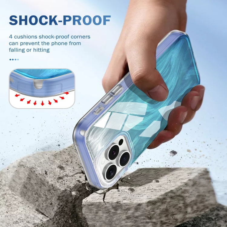 For iPhone 15 Pro IMD Gradient Feather PC Hybrid TPU Phone Case(Blue) - HoMEdemic™ 