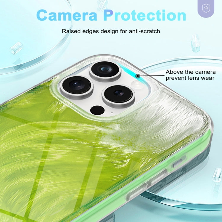 For iPhone 15 Pro IMD Gradient Feather PC Hybrid TPU Phone Case(Green) - HoMEdemic™ 