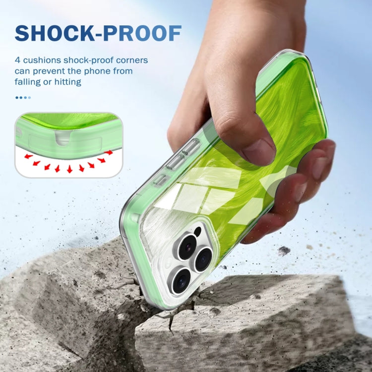 For iPhone 15 Pro IMD Gradient Feather PC Hybrid TPU Phone Case(Green) - HoMEdemic™ 