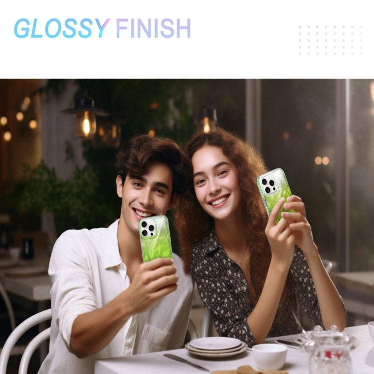 For iPhone 15 Pro IMD Gradient Feather PC Hybrid TPU Phone Case(Green) - HoMEdemic™ 