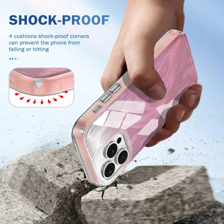 For iPhone 15 Pro IMD Gradient Feather PC Hybrid TPU Phone Case(Light Pink) - HoMEdemic™ 