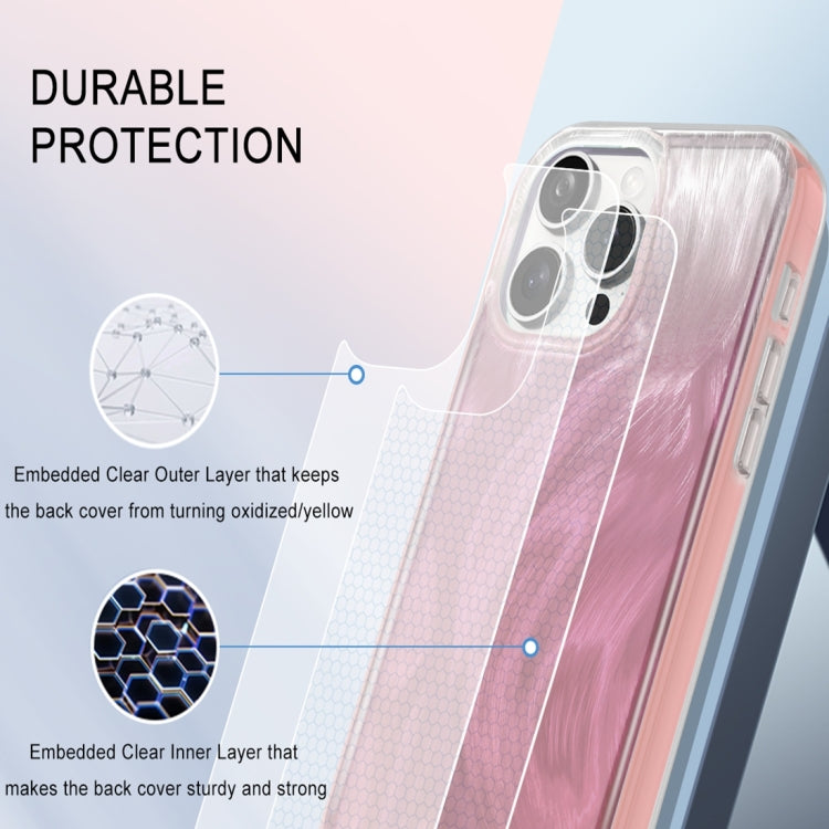 For iPhone 15 Pro IMD Gradient Feather PC Hybrid TPU Phone Case(Light Pink) - HoMEdemic™ 