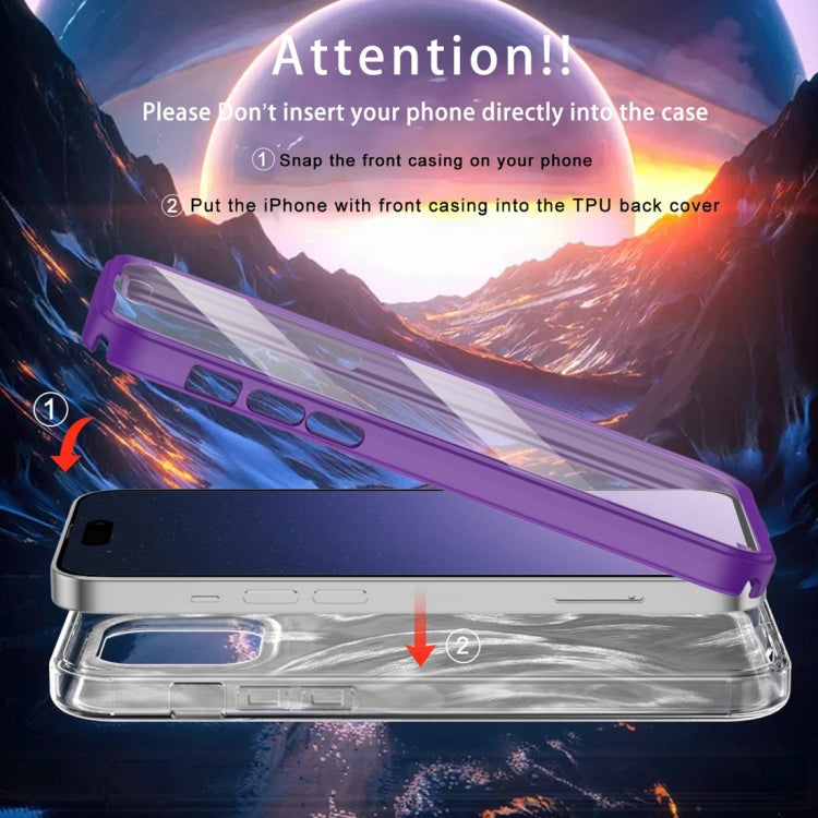 For iPhone 15 Pro IMD Gradient Feather PC Hybrid TPU Phone Case(Purple) - HoMEdemic™ 