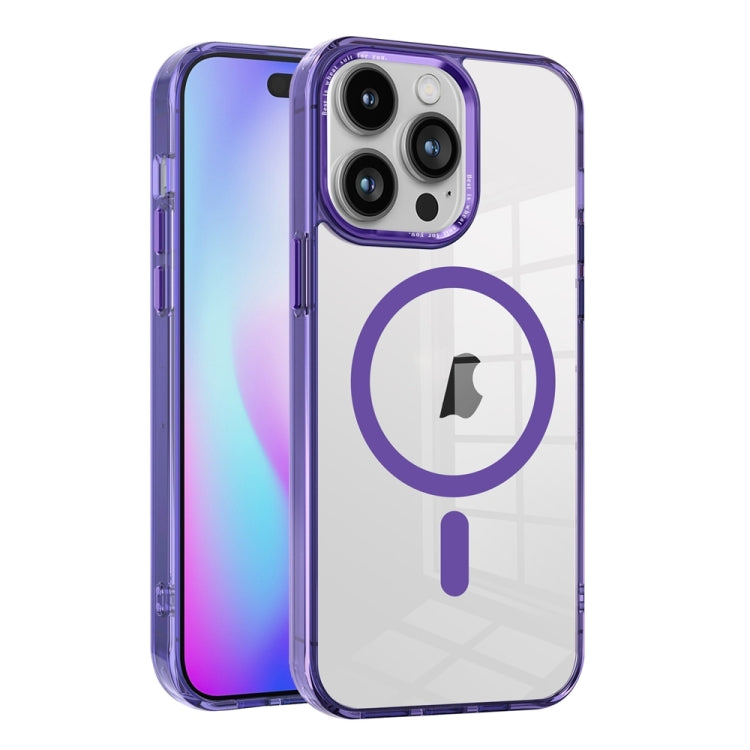 For iPhone 15 Pro Ice Color Magnetic Series TPU Hybrid Acrylic Magsafe Phone Case(Purple) - HoMEdemic™ 